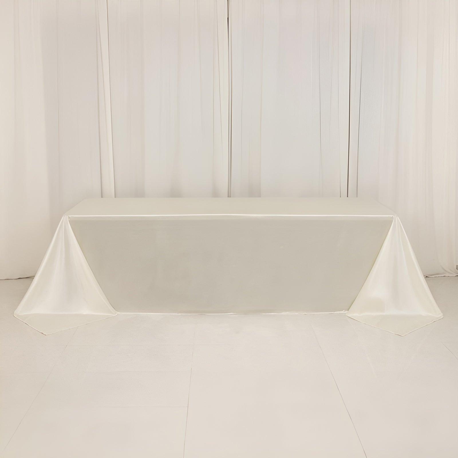 Scuba Rectangular 90"x156" Tablecloth Shimmering Pearl White - Wrinkle Free & Stain Resistant Seamless Table Cover