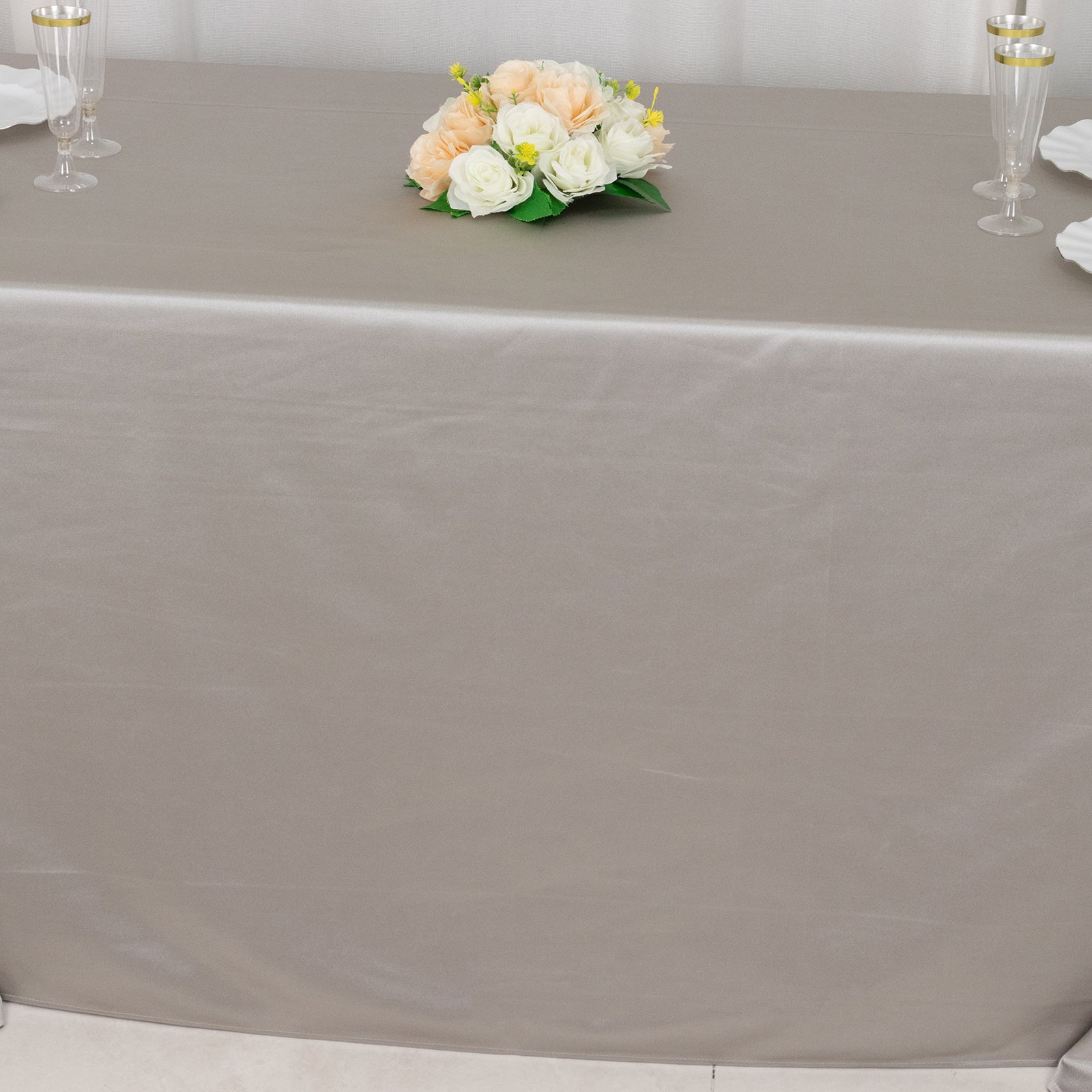 Scuba Rectangular 90"x156" Tablecloth Shimmering Silver - Wrinkle Free & Stain Resistant Seamless Table Cover