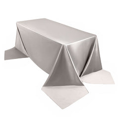 Scuba Rectangular 90"x156" Tablecloth Shimmering Silver - Wrinkle Free & Stain Resistant Seamless Table Cover