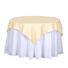 Polyester 54"x54" Table Overlay Square Tablecloth Beige - Wrinkle-Resistant & Durable Table Cover