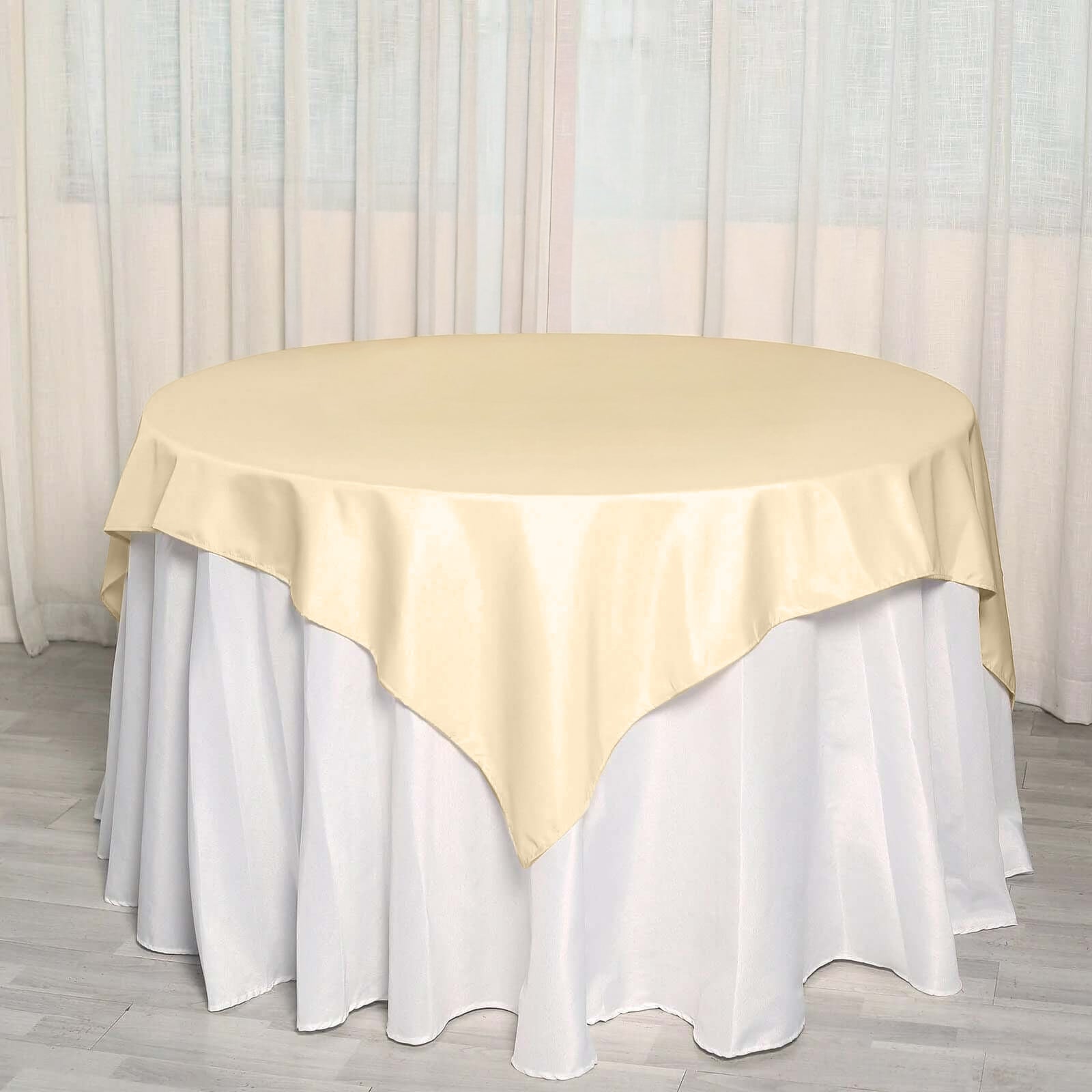 Polyester 70"x70" Table Overlay Square Tablecloth Beige - Wrinkle-Resistant & Durable Table Cover