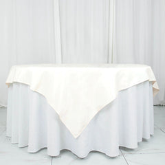 Premium Polyester 70"x70" Table Overlay Square Tablecloth Ivory 220GSM Wrinkle-Resistant Table Cover