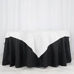 Polyester 70"x70" Table Overlay Square Tablecloth White - Wrinkle-Resistant & Durable Table Cover for Events