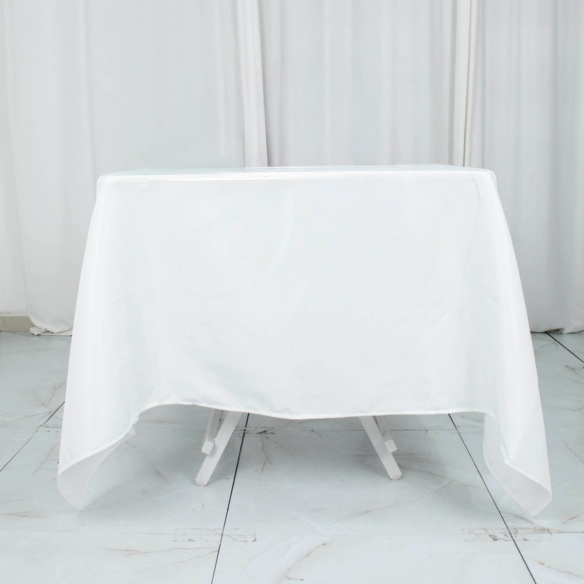 Premium Polyester Square Tablecloth 70"x70" White 220GSM Wrinkle-Resistant Table Cover for Stylish Gatherings
