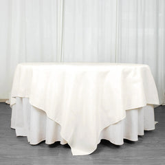 Premium Polyester 90"x90" Table Overlay Square Tablecloth Ivory 220GSM Wrinkle-Resistant Table Cover