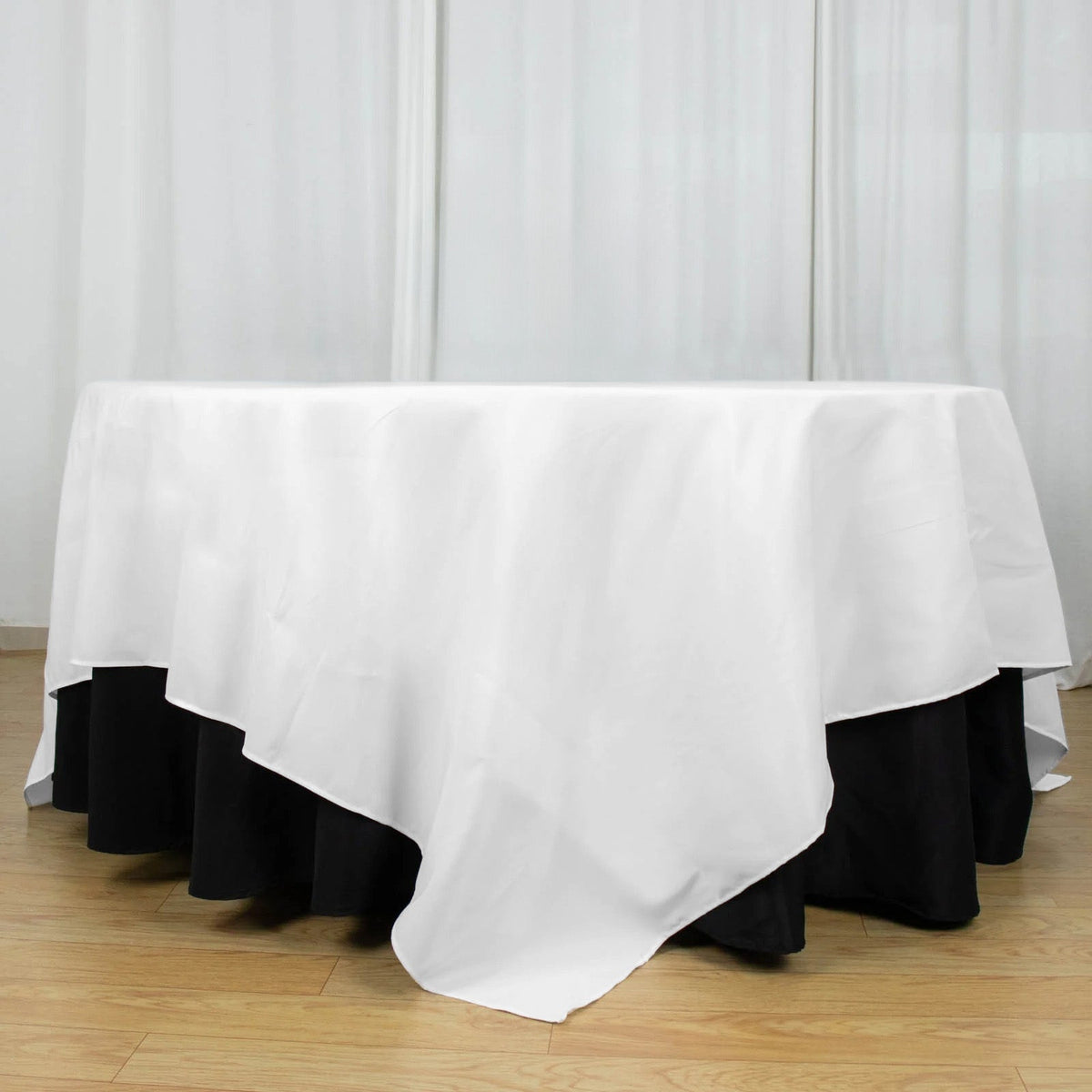 Premium Polyester 90"x90" Table Overlay Square Tablecloth White 220GSM Wrinkle-Resistant Table Cover Stylish Gatherings