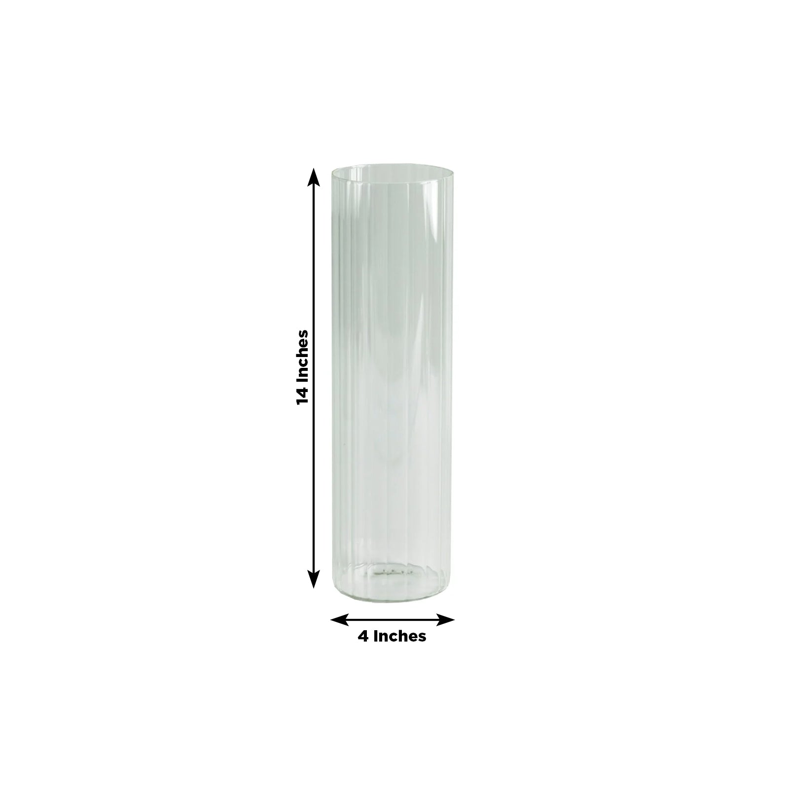 14" Ribbed Cylinder Glass Vases 6-Pack – Tall Clear Decorative Vases for Dining Tables, Mantels & Modern Interiors