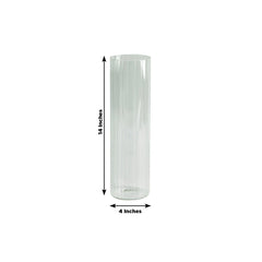 14" Ribbed Cylinder Glass Vases 6-Pack – Tall Clear Decorative Vases for Dining Tables, Mantels & Modern Interiors
