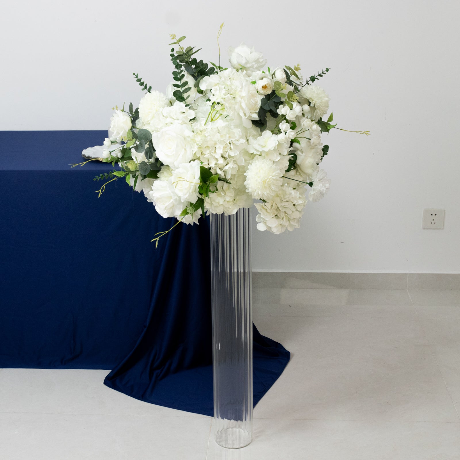 32" Ribbed Cylinder Floor Vases 2 Pack – Tall Clear Glass Vases for Event Aisles, Entryways & Wedding Decor