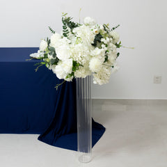 32" Ribbed Cylinder Floor Vases 2 Pack – Tall Clear Glass Vases for Event Aisles, Entryways & Wedding Decor