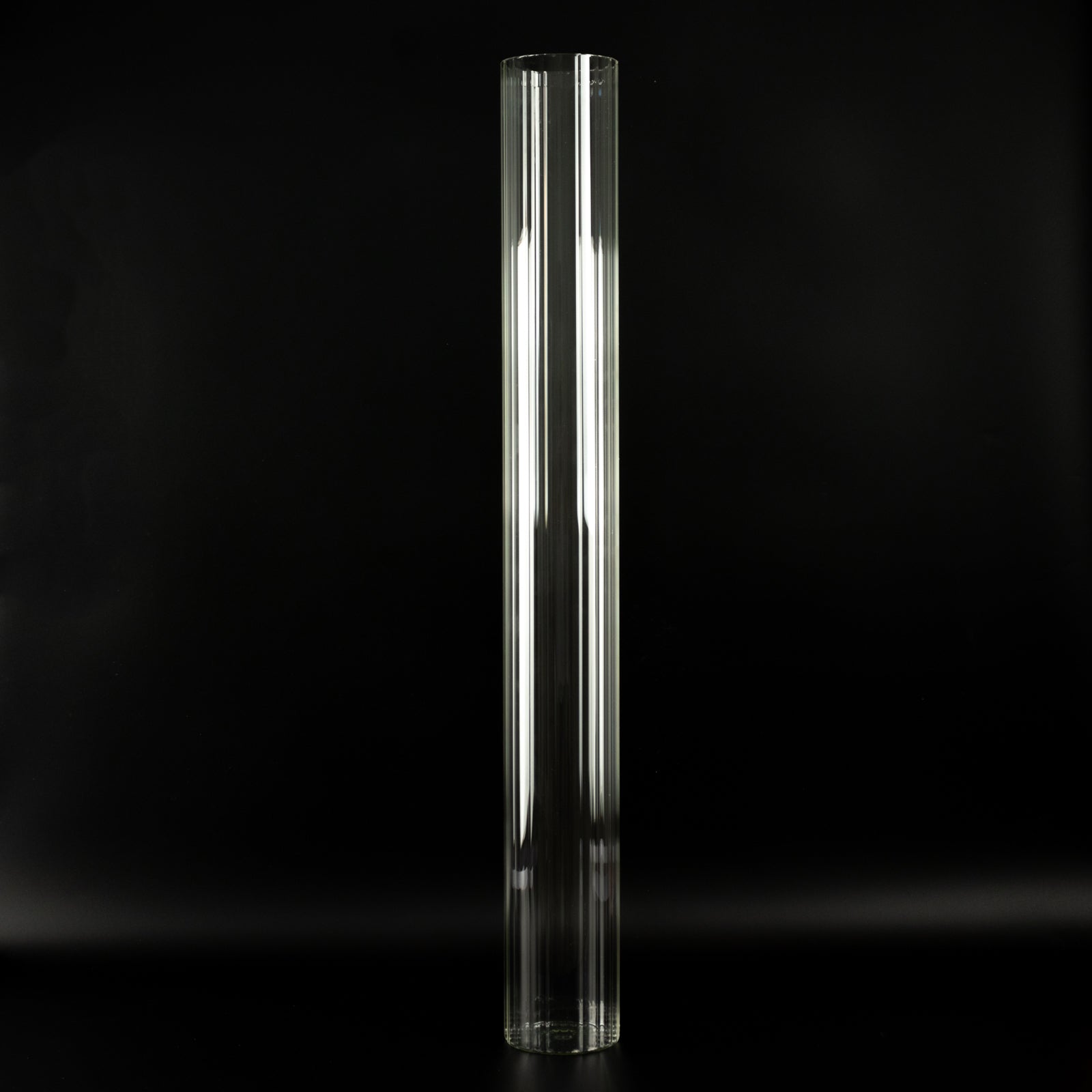 40" Ribbed Cylinder Floor Vases 2 Pack – Oversized Clear Glass Vases for Grand Venue Displays & Lobbies