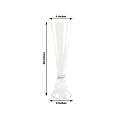 Set of 2 Glass Trumpet Vases Reversible Clarinet Style Clear - Decorative Flower Centerpieces for Events 30"