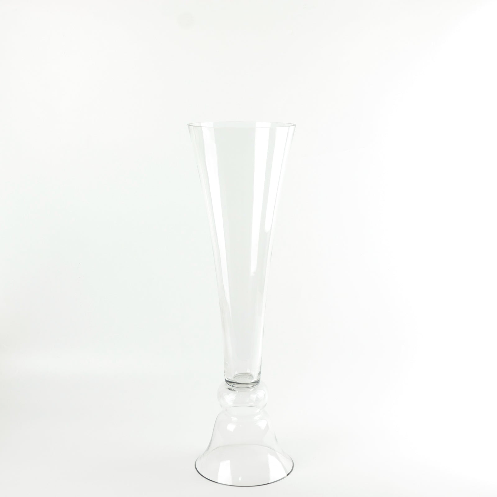 Set of 2 Glass Trumpet Vases Reversible Clarinet Style Clear - Decorative Flower Centerpieces for Events 30"