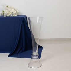 Set of 2 Glass Trumpet Vases Reversible Clarinet Style Clear - Decorative Flower Centerpieces for Events 30"