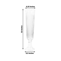 2-Pack Glass Trumpet Vases Ribbed Design Clear - Durable Flower Centerpieces for Events 32"