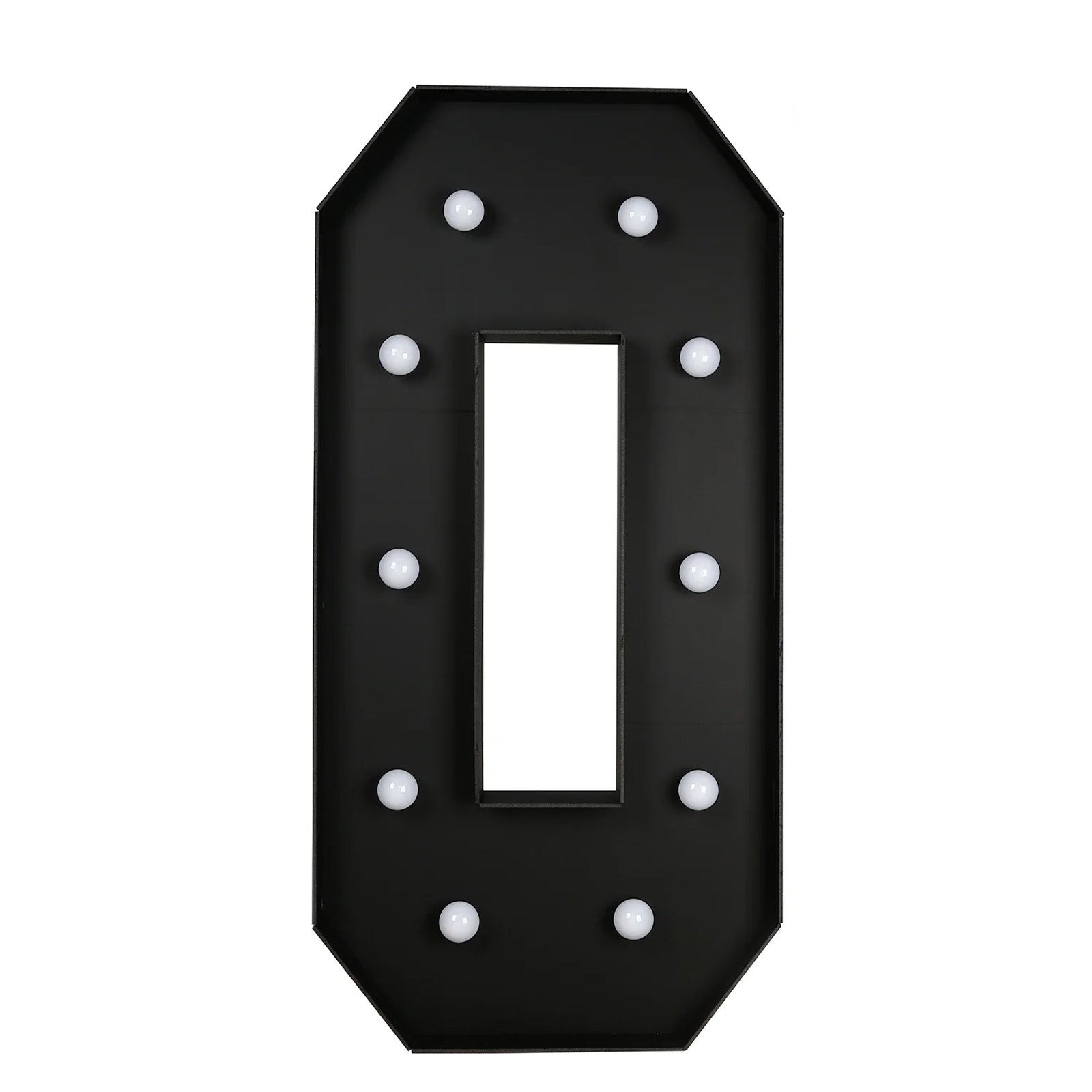 Giant LED Marquee Light Up Number "0", Black 4ft Pre-Cut Foam Board with 10 Warm White Battery Operated LEDs, Glue Gun and Sticks