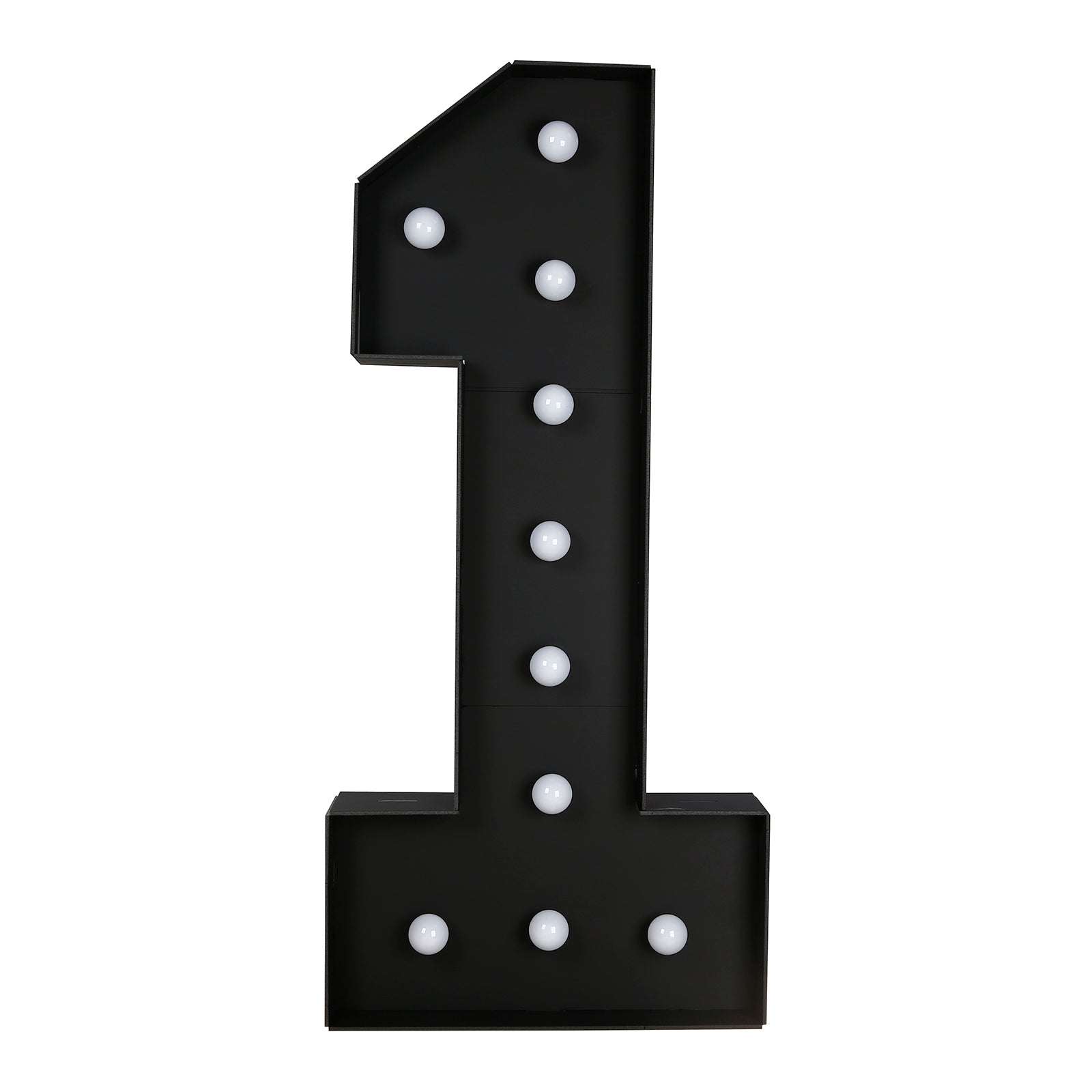 Giant LED Marquee Light Up Number "1", Black 4ft Pre-Cut Foam Board with 10 Warm White Battery Operated LEDs, Glue Gun and Sticks