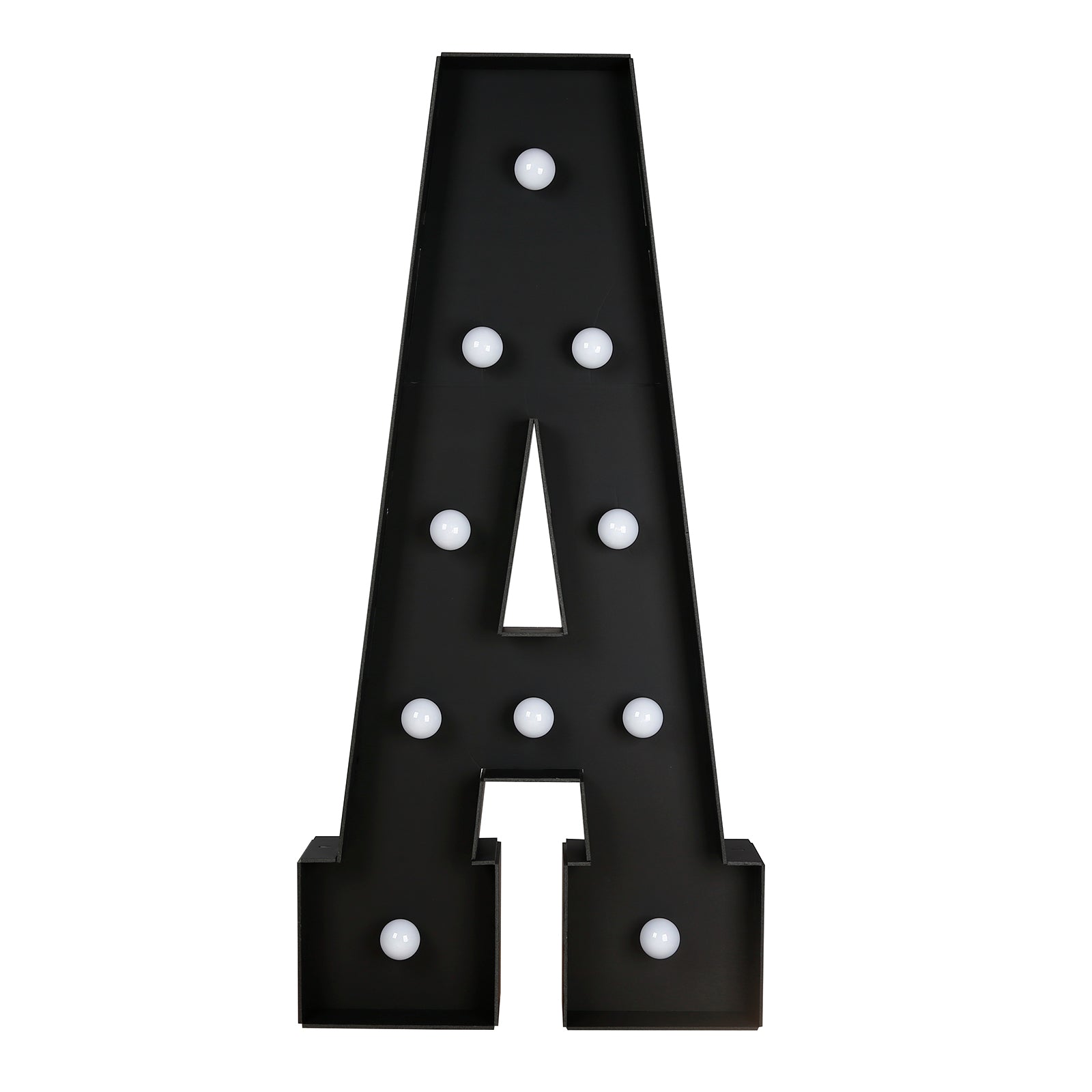 Giant LED Marquee Light Up Letter "A", Black 4ft Pre-Cut Foam Board with 10 Warm White Battery Operated LEDs, Glue Gun and Sticks