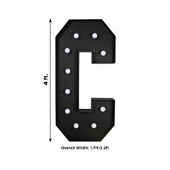 Giant LED Marquee Light Up Letter "C", Black 4ft Pre-Cut Foam Board with 10 Warm White Battery Operated LEDs, Glue Gun and Sticks