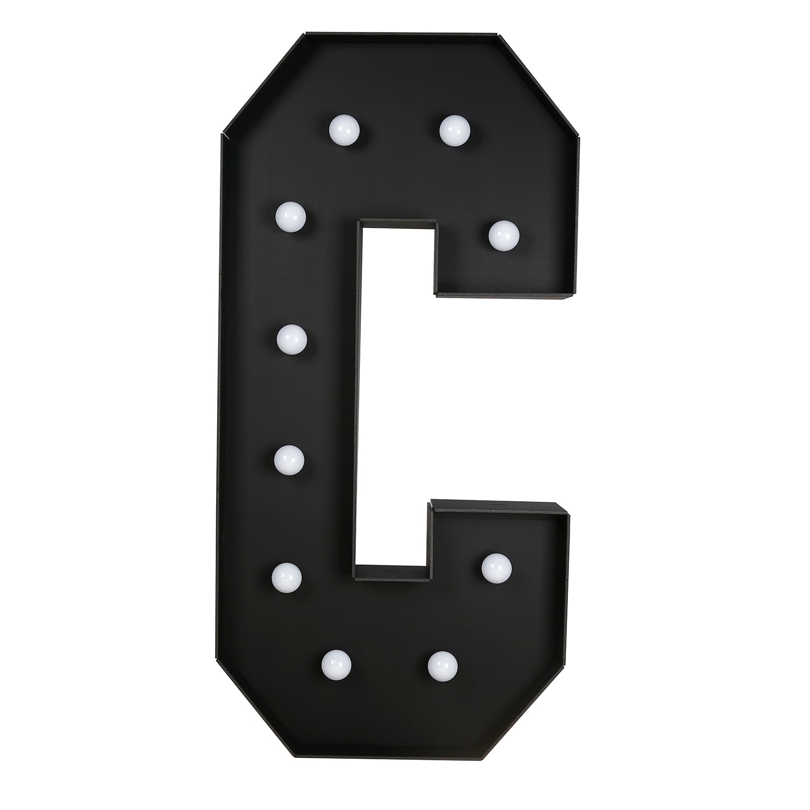 Giant LED Marquee Light Up Letter "C", Black 4ft Pre-Cut Foam Board with 10 Warm White Battery Operated LEDs, Glue Gun and Sticks