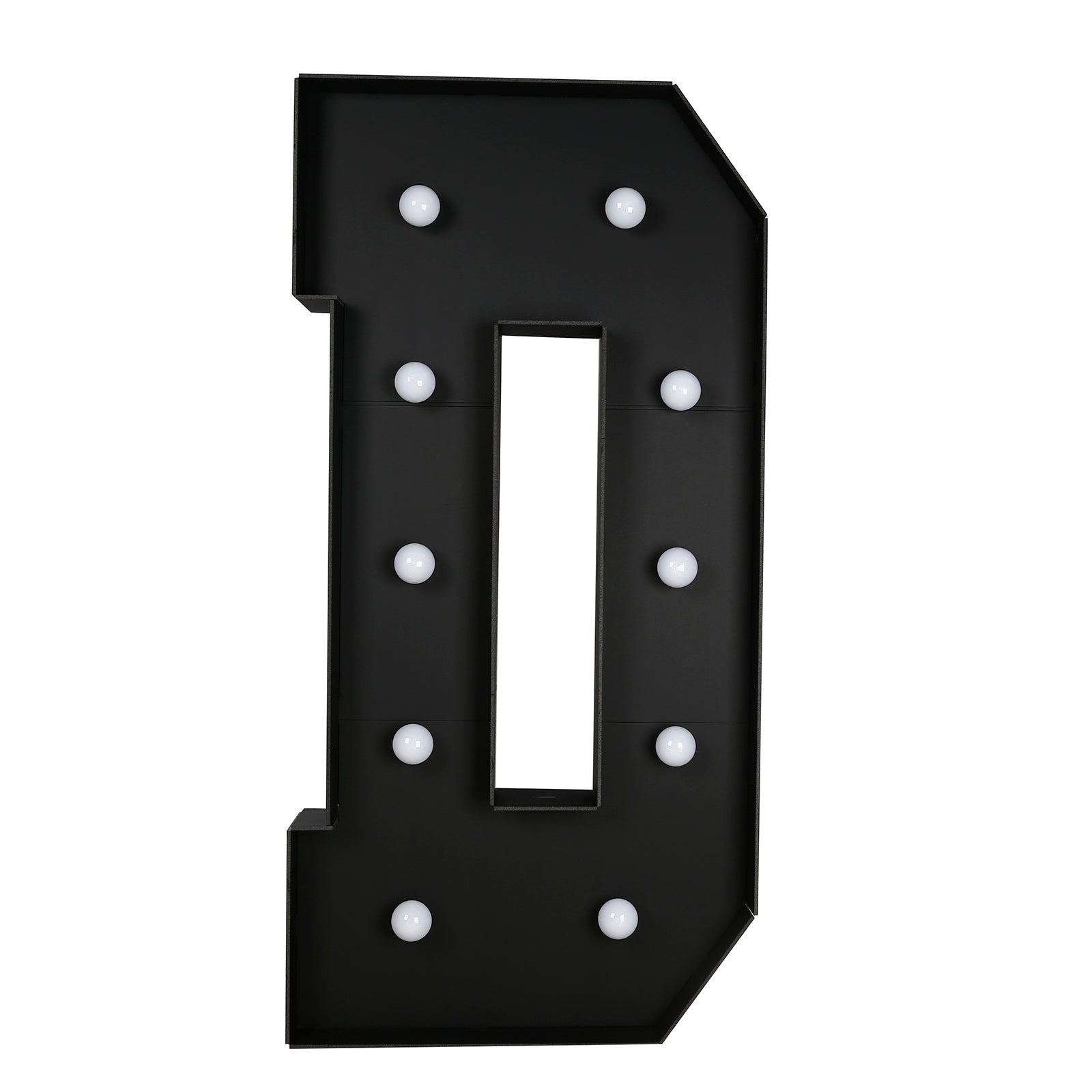 Giant LED Marquee Light Up Letter "D", Black 4ft Pre-Cut Foam Board with 10 Warm White Battery Operated LEDs, Glue Gun and Sticks
