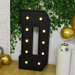 Giant LED Marquee Light Up Letter "D", Black 4ft Pre-Cut Foam Board with 10 Warm White Battery Operated LEDs, Glue Gun and Sticks