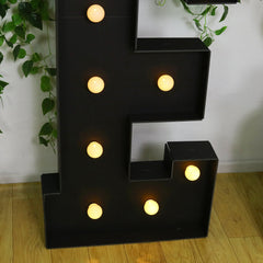 Giant LED Marquee Light Up Letter "E", Black 4ft Pre-Cut Foam Board with 10 Warm White Battery Operated LEDs, Glue Gun and Sticks