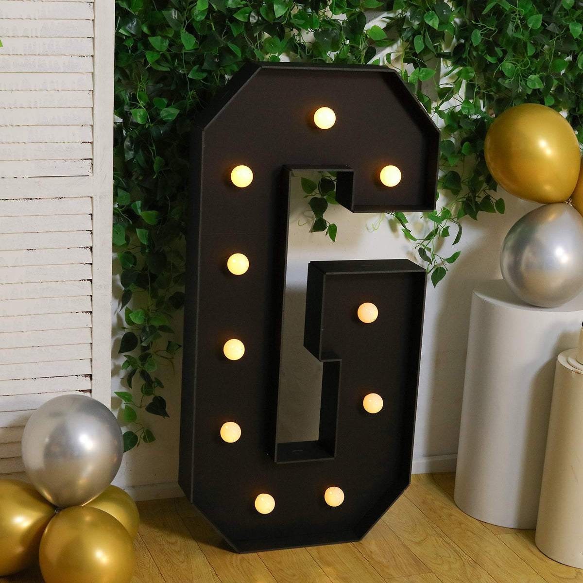 Giant LED Marquee Light Up Letter "G", Black 4ft Pre-Cut Foam Board with 10 Warm White Battery Operated LEDs, Glue Gun and Sticks