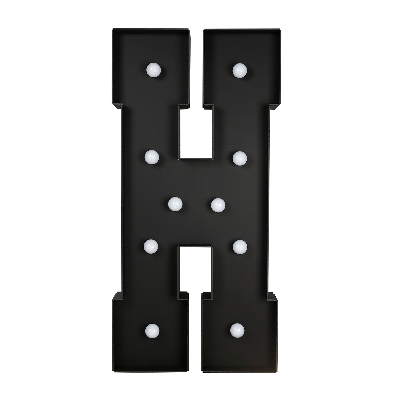Giant LED Marquee Light Up Letter "H", Black 4ft Pre-Cut Foam Board with 10 Warm White Battery Operated LEDs, Glue Gun and Sticks