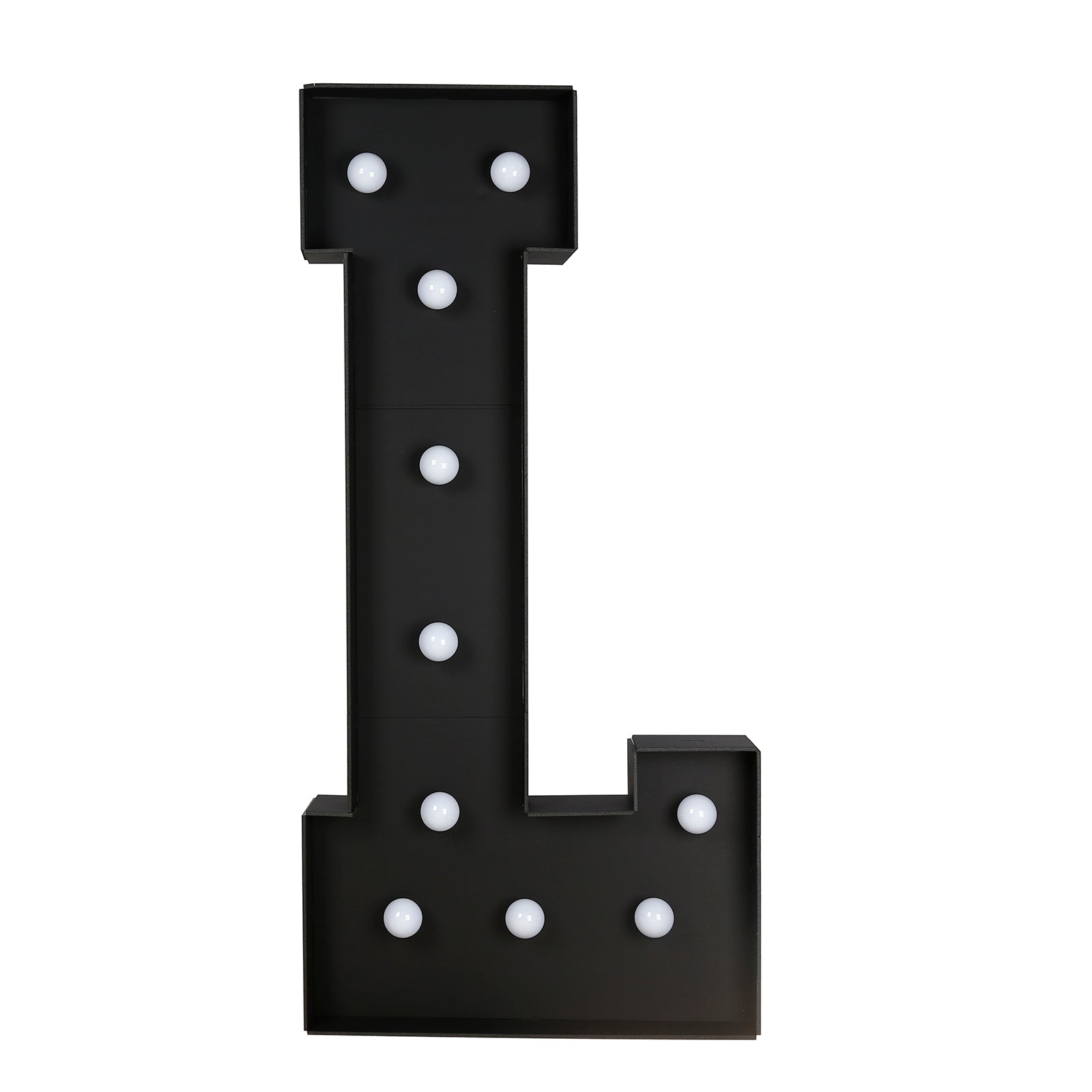 Giant LED Marquee Light Up Letter "L", Black 4ft Pre-Cut Foam Board with 10 Warm White Battery Operated LEDs, Glue Gun and Sticks