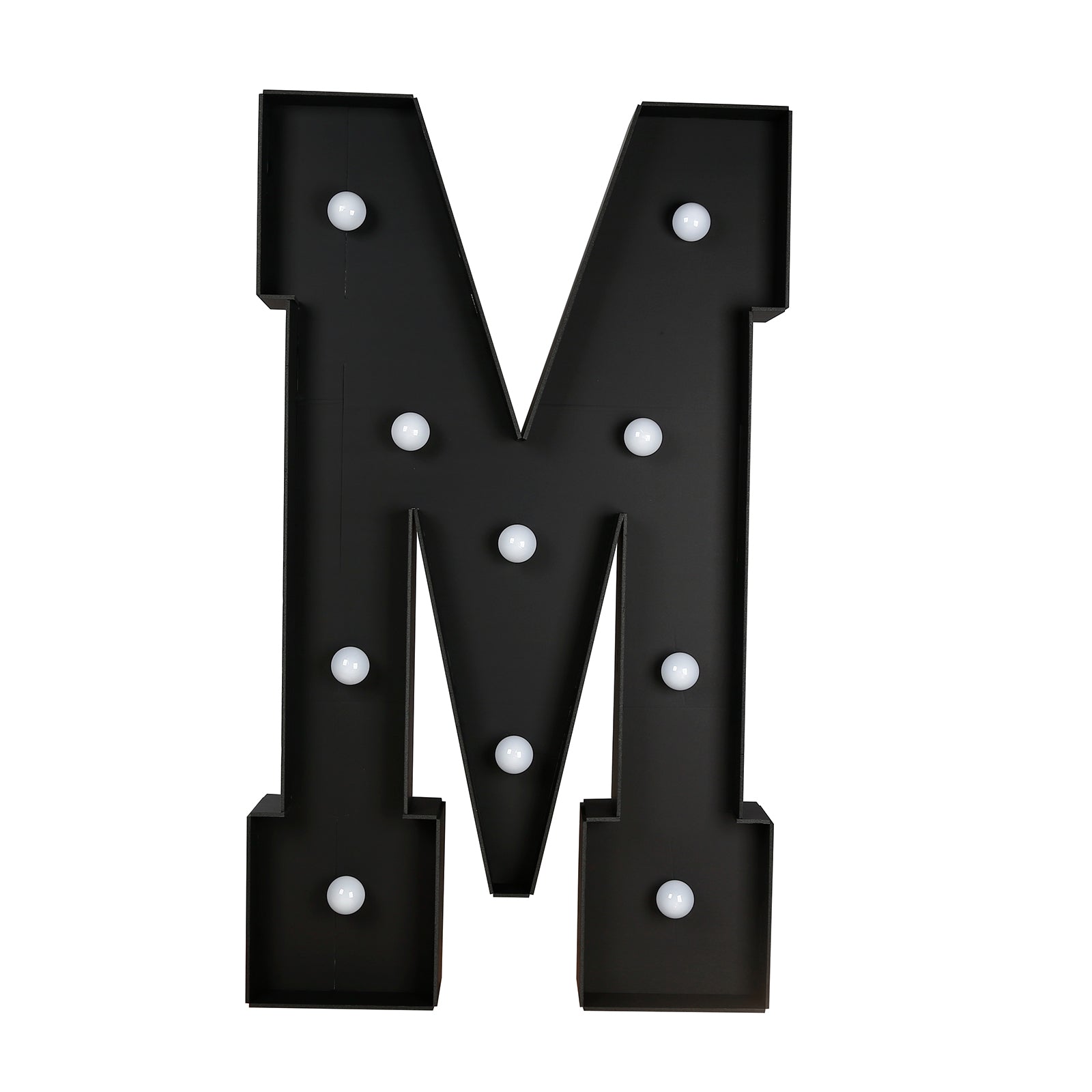 Giant LED Marquee Light Up Letter "M", Black 4ft Pre-Cut Foam Board with 10 Warm White Battery Operated LEDs, Glue Gun and Sticks