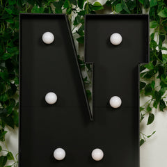 Giant LED Marquee Light Up Letter "N", Black 4ft Pre-Cut Foam Board with 10 Warm White Battery Operated LEDs, Glue Gun and Sticks