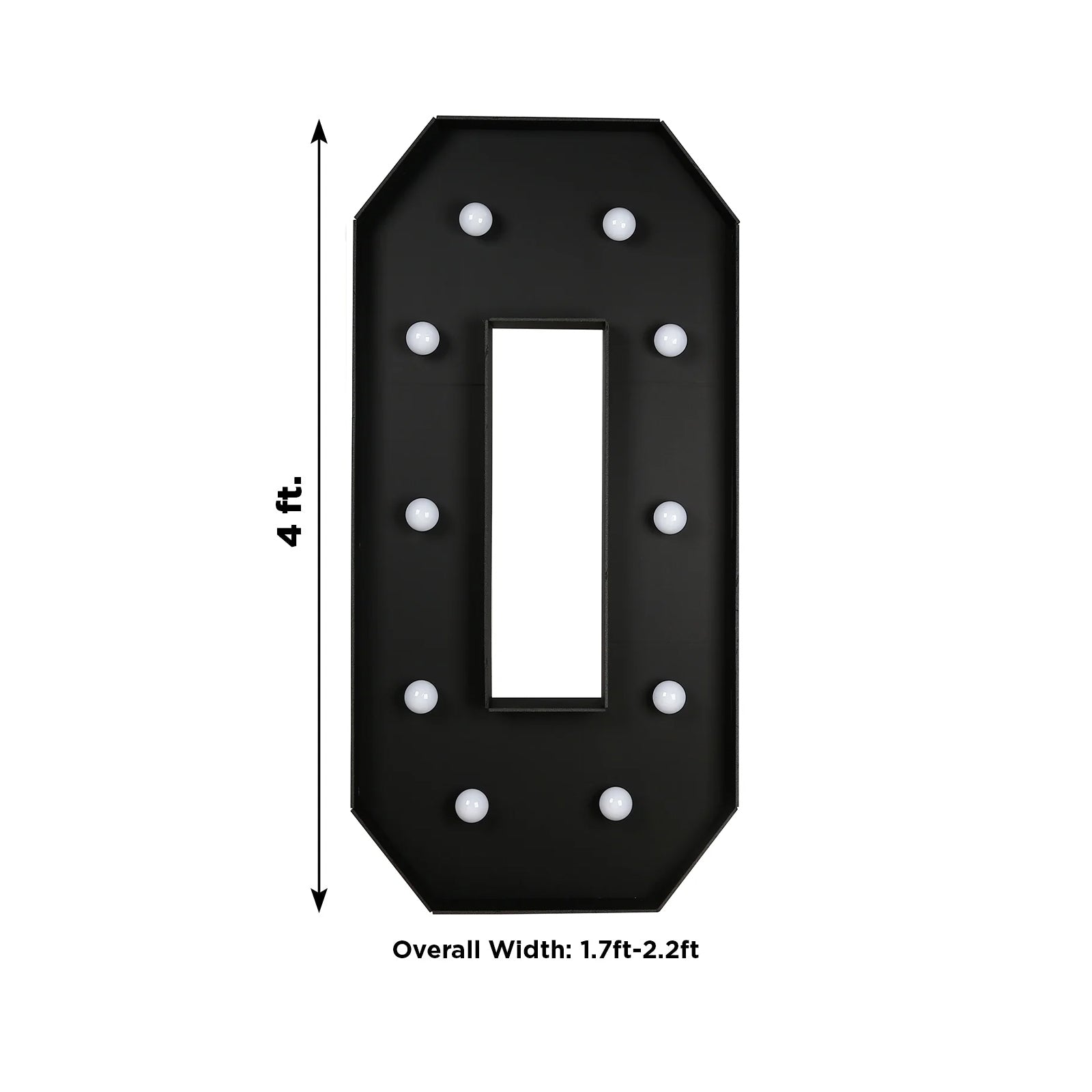 Giant LED Marquee Light Up Letter "O", Black 4ft Pre-Cut Foam Board with 10 Warm White Battery Operated LEDs, Glue Gun and Sticks