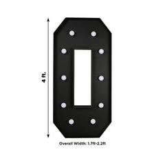 Giant LED Marquee Light Up Letter "O", Black 4ft Pre-Cut Foam Board with 10 Warm White Battery Operated LEDs, Glue Gun and Sticks