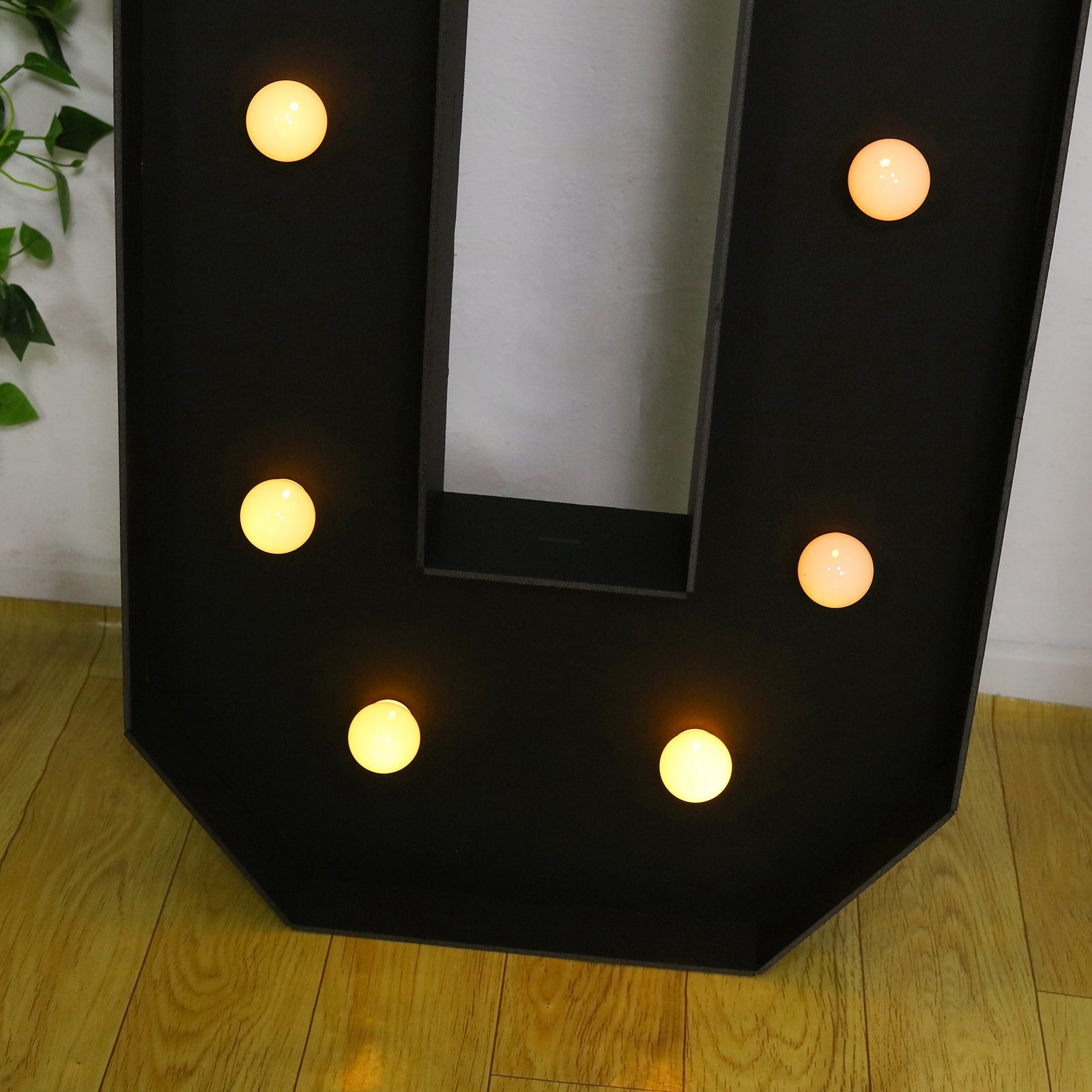 Giant LED Marquee Light Up Letter "O", Black 4ft Pre-Cut Foam Board with 10 Warm White Battery Operated LEDs, Glue Gun and Sticks