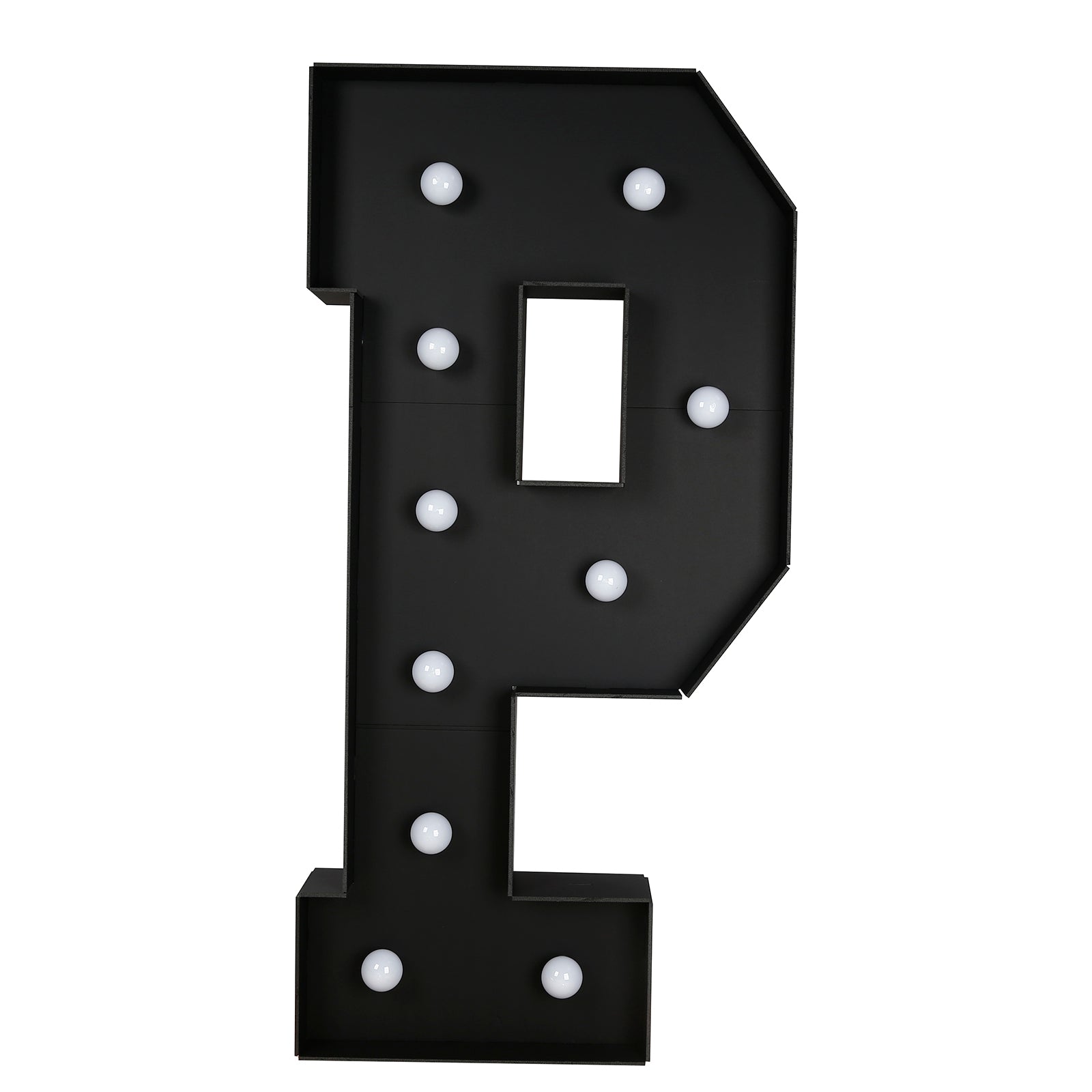 Giant LED Marquee Light Up Letter "P", Black 4ft Pre-Cut Foam Board with 10 Warm White Battery Operated LEDs, Glue Gun and Sticks