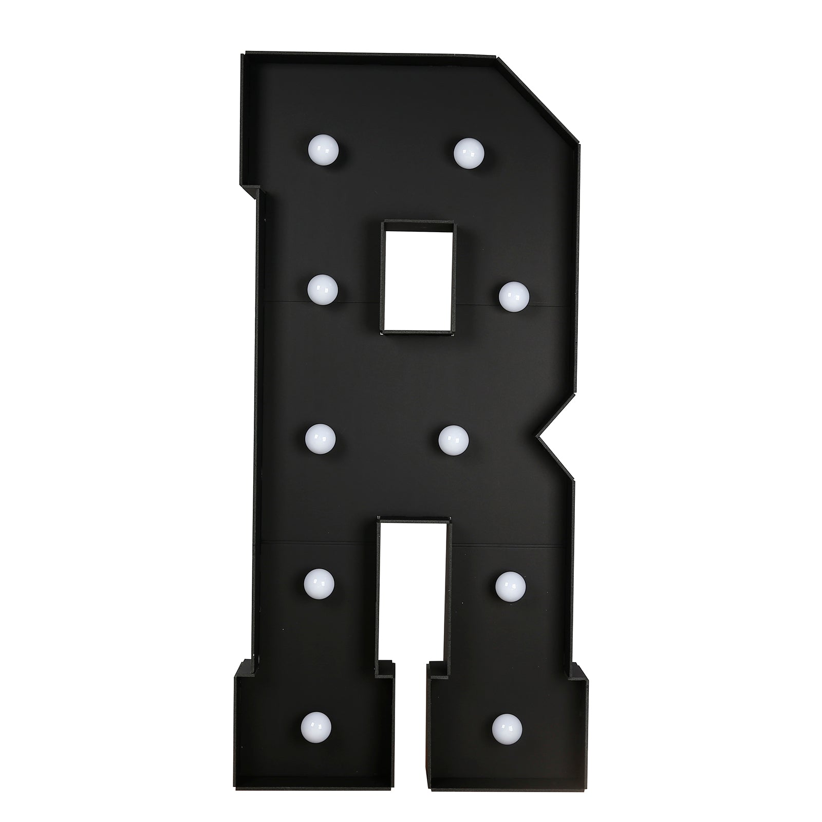 Giant LED Marquee Light Up Letter "R", Black 4ft Pre-Cut Foam Board with 10 Warm White Battery Operated LEDs, Glue Gun and Sticks