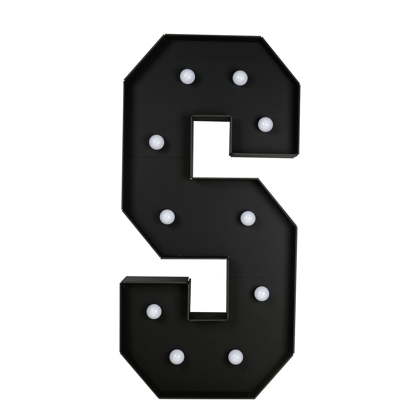 Giant LED Marquee Light Up Letter "S", Black 4ft Pre-Cut Foam Board with 10 Warm White Battery Operated LEDs, Glue Gun and Sticks