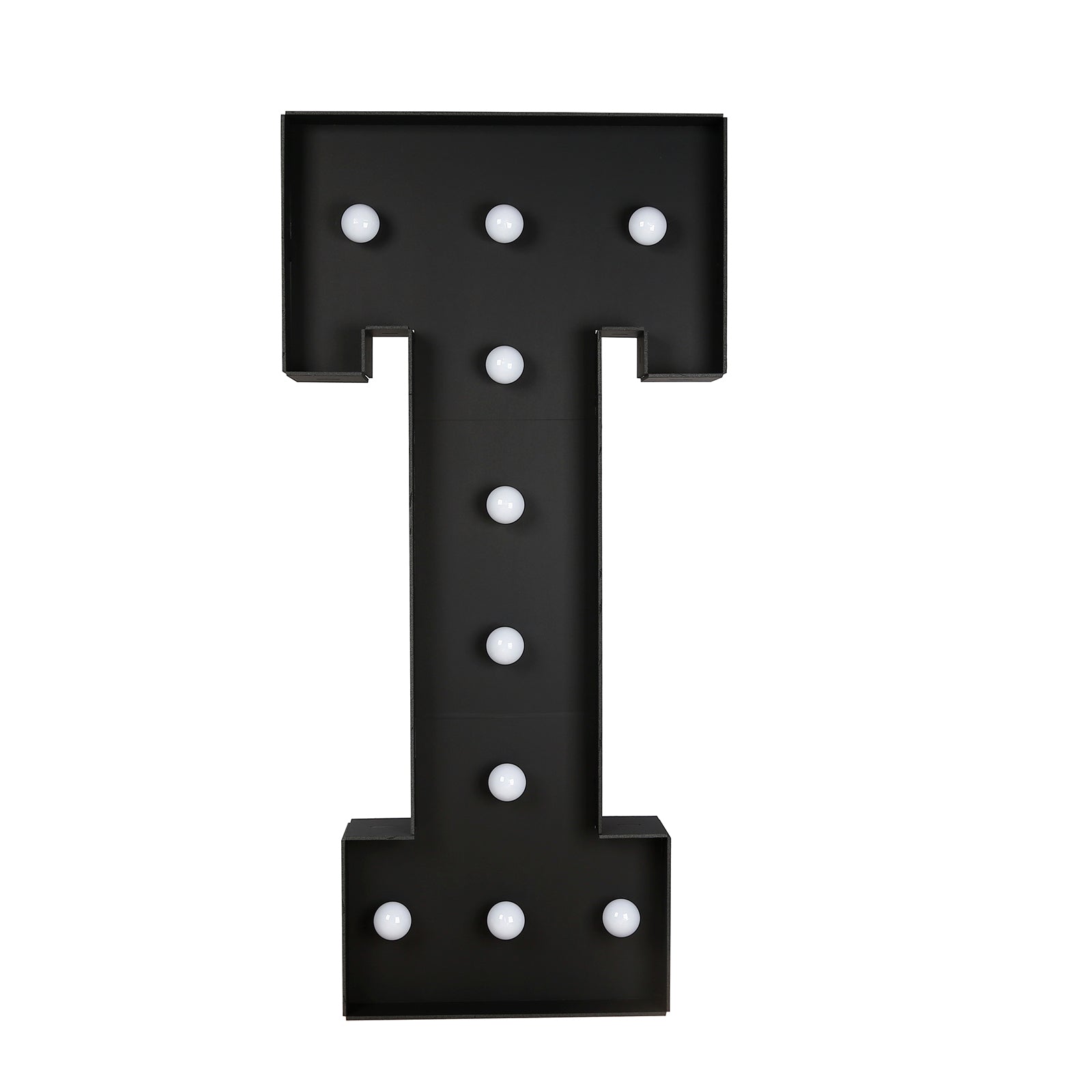 Giant LED Marquee Light Up Letter "T", Black 4ft Pre-Cut Foam Board with 10 Warm White Battery Operated LEDs, Glue Gun and Sticks