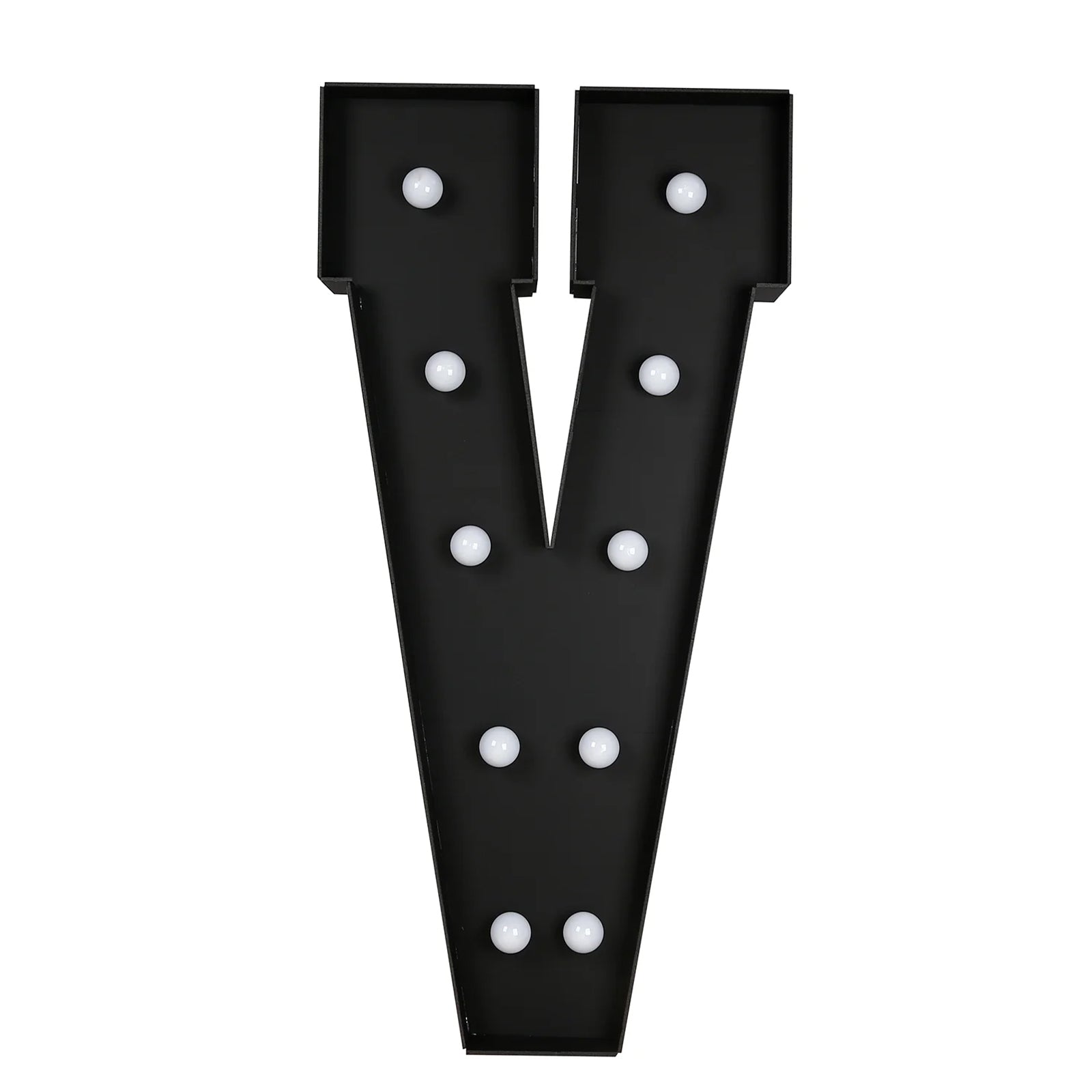 Giant LED Marquee Light Up Letter "V", Black 4ft Pre-Cut Foam Board with 10 Warm White Battery Operated LEDs, Glue Gun and Sticks