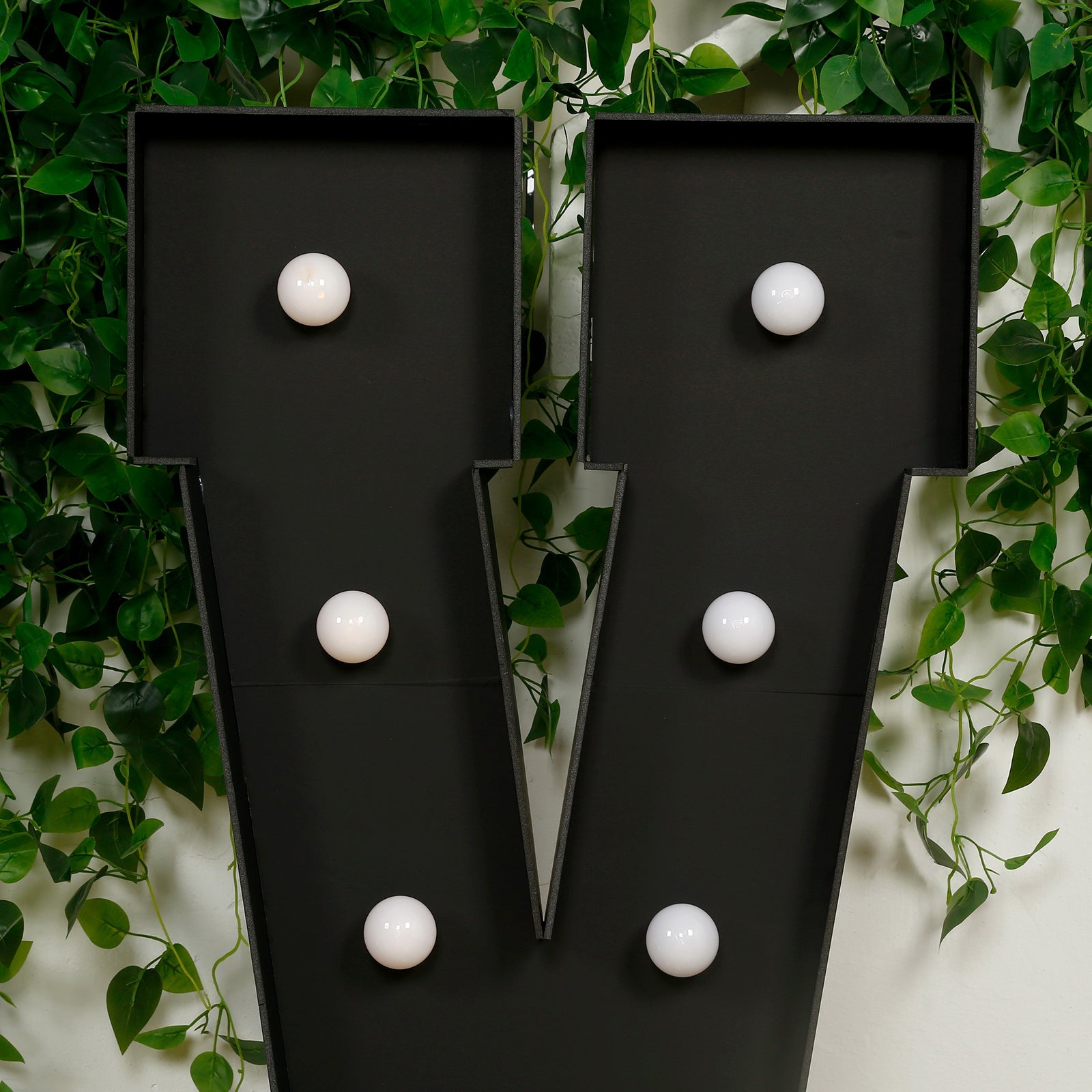 Giant LED Marquee Light Up Letter "V", Black 4ft Pre-Cut Foam Board with 10 Warm White Battery Operated LEDs, Glue Gun and Sticks