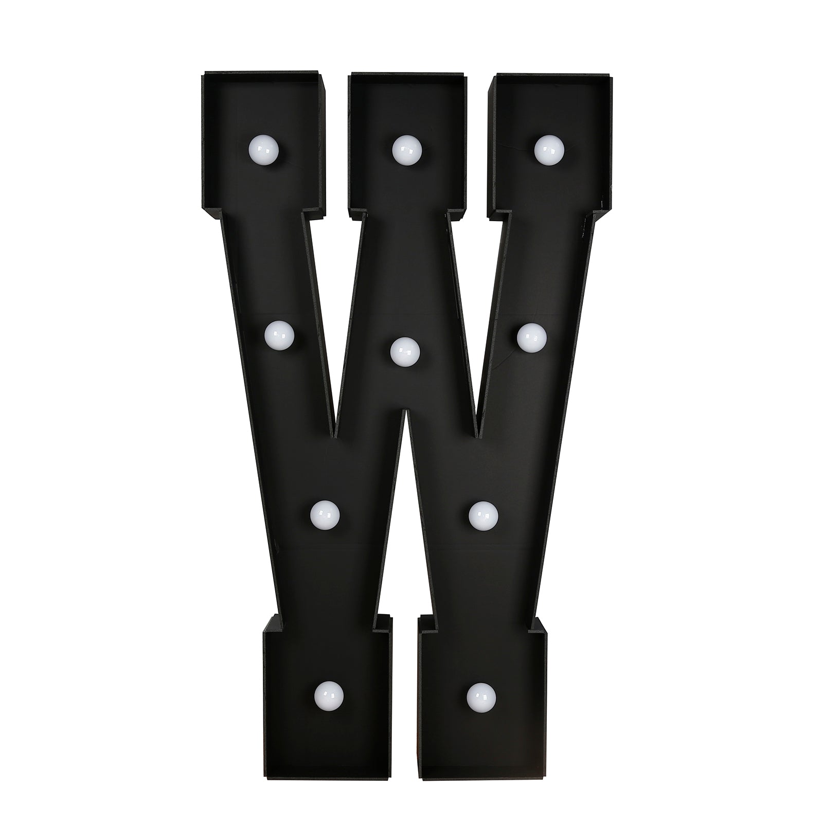 Giant LED Marquee Light Up Letter "W", Black 4ft Pre-Cut Foam Board with 10 Warm White Battery Operated LEDs, Glue Gun and Sticks