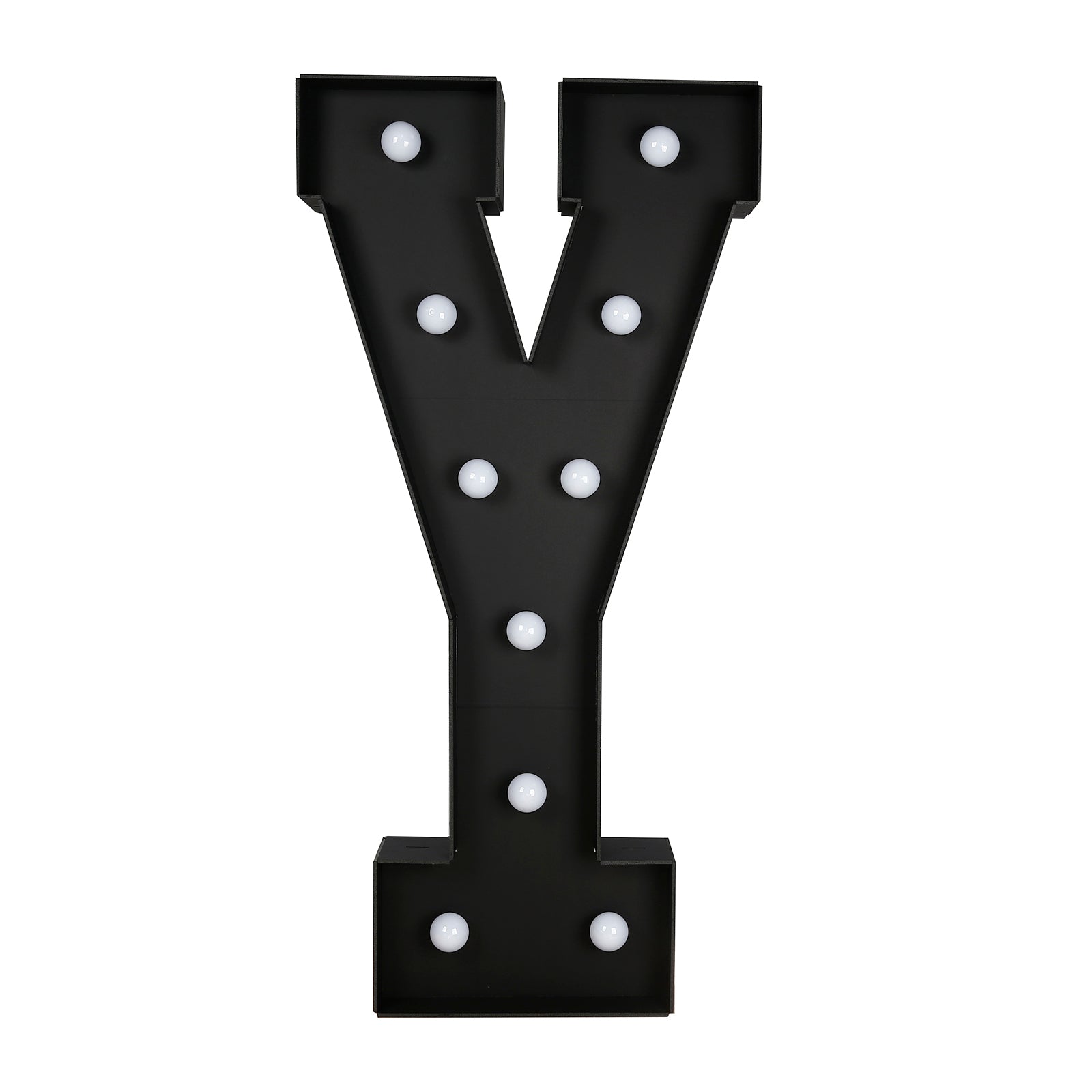 Giant LED Marquee Light Up Letter "Y", Black 4ft Pre-Cut Foam Board with 10 Warm White Battery Operated LEDs, Glue Gun and Sticks