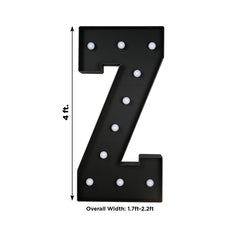 Giant LED Marquee Light Up Letter "Z", Black 4ft Pre-Cut Foam Board with 10 Warm White Battery Operated LEDs, Glue Gun and Sticks