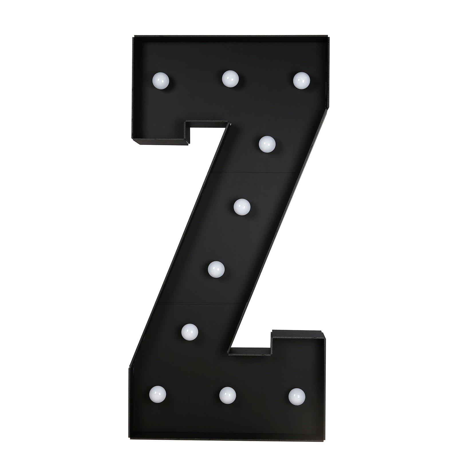 Giant LED Marquee Light Up Letter "Z", Black 4ft Pre-Cut Foam Board with 10 Warm White Battery Operated LEDs, Glue Gun and Sticks