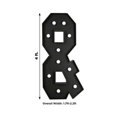 Giant LED Marquee Light Up Symbol "&", Black 4ft Pre-Cut Foam Board with 10 Warm White Battery Operated LEDs, Glue Gun and Sticks