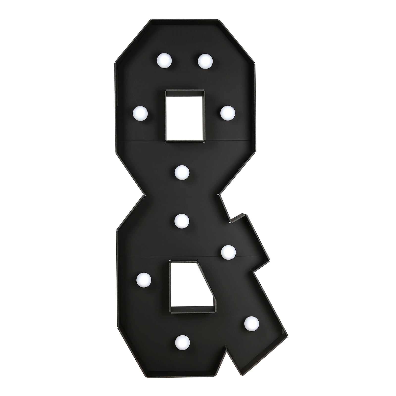 Giant LED Marquee Light Up Symbol "&", Black 4ft Pre-Cut Foam Board with 10 Warm White Battery Operated LEDs, Glue Gun and Sticks