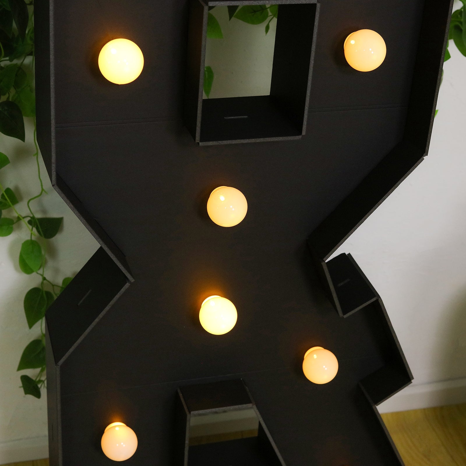 Giant LED Marquee Light Up Symbol "&", Black 4ft Pre-Cut Foam Board with 10 Warm White Battery Operated LEDs, Glue Gun and Sticks