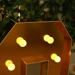 Giant LED Marquee Light Up Number "0", Gold 4ft Pre-Cut Foam Board with 10 Warm White Battery Operated LEDs, Glue Gun and Sticks