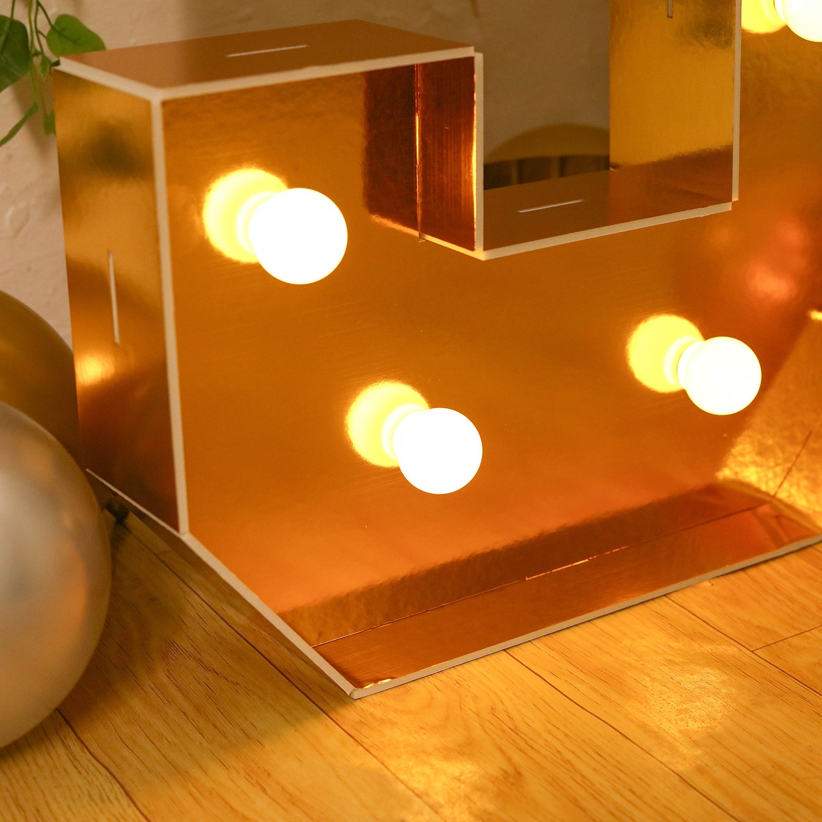 Giant LED Marquee Light Up Number "5", Gold 4ft Pre-Cut Foam Board with 10 Warm White Battery Operated LEDs, Glue Gun and Sticks